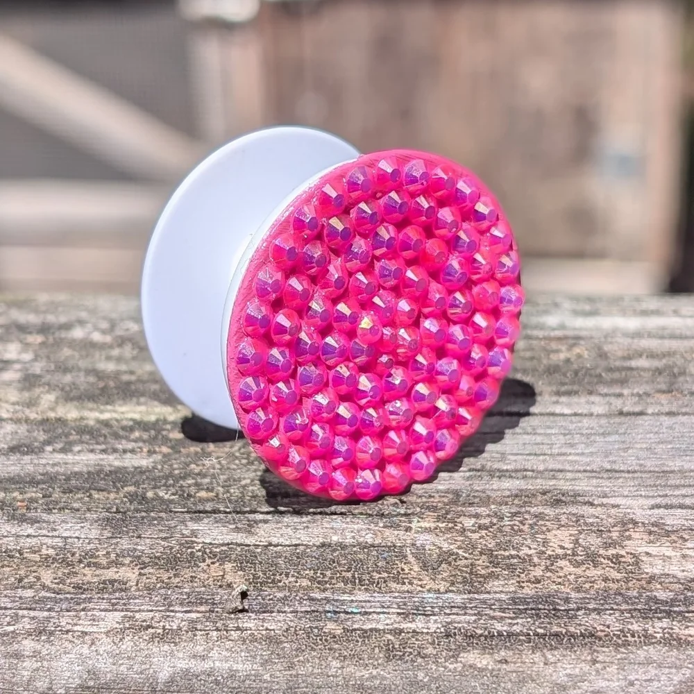 Pink Rhinestone Phone Grip - Picture 1 of 2